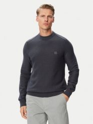BOSS Sweter Arion 50527584 Granatowy Regular Fit. Niebieskie swetry męskie Boss, m, bez wzorów, z bawełny, bez kołnierzyka, bez ramiączek. Za 599.99 zł.