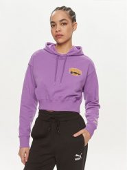 Puma Bluza For The Fanbase 624346 Fioletowy Relaxed Fit. Fioletowe bluzy damskie Puma, s, bez wzorów, z bawełny, bez ramiączek, bez kaptura. Za 219.99 zł.