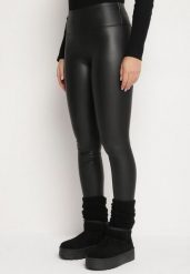 Czarne Legginsy z Ekoskóry z Wysokim Stanem i Polarem Labira. Czarne legginsy damskie Born2be, z aplikacjami, z jeansu. Za 34.99 zł.