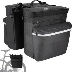 Torba rowerowa. Czarne torby na laptopa damskie TRAVELHAWK, bez wzorów, z materiału. Za 31.95 zł.