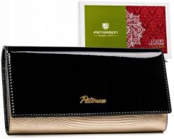 Portfel skórzany Peterson PTN LJ-490 czarny. Czarne portfele damskie Peterson, z lakierowanej skóry. Za 165.99 zł.