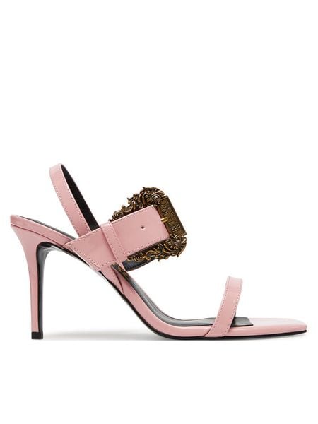 Versace Jeans Couture Sandały 78VA3S71 Różowy. Czerwone sandały damskie Versace Jeans Couture, bez wzorów, z jeansu, bez obcasa, na szpilce, bez zapięcia. Za 589.99 zł.