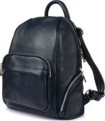 Vera Pelle Granatowy Włoski Plecak Skórzany damski Skóra Naturalna U21. Niebieskie plecaki damskie Vera Pelle, bez wzorów, ze skóry. Za 329.99 zł.