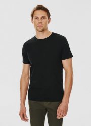 PAKO LORENTE – Czarny gładki T-shirt Basic. Czarne t-shirty męskie Pako Lorente, l, bez wzorów, z bawełny, bez kołnierzyka, bez ramiączek. Za 99.99 zł.