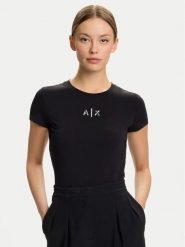 Armani Exchange T-Shirt XW001382 AF16294 UC001 Czarny Slim Fit. Czarne t-shirty damskie Armani Exchange, xxl, bez wzorów, z bawełny, bez kołnierzyka, bez ramiączek. Za 239.99 zł.
