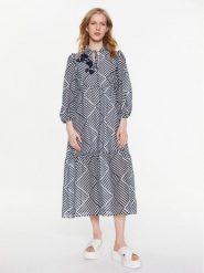MAX&Co. Sukienka codzienna Renzo 72212023 Granatowy Regular Fit. Niebieskie sukienki damskie MAX&Co., na co dzień, bez wzorów, z bawełny, bez kołnierzyka, bez ramiączek, proste. Za 1,419.00 zł.