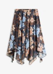 Spódnica midi z szyfonu z asymetrycznym dołem. Fioletowe spódnice damskie bonprix, bez wzorów, z szyfonu, midi, asymetryczne. Za 149.99 zł.