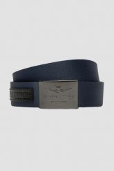 AERONAUTICA MILITARE Granatowy pasek męski Webbing Belt With Leather Detail. Niebieskie paski męskie Aeronautica Militare. W wyprzedaży za 169.99 zł.
