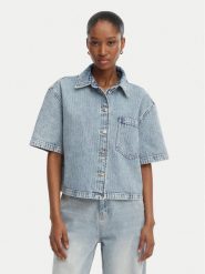 HUGO Koszula jeansowa Gesila_1 50559758 Błękitny Relaxed Fit. Niebieskie koszule damskie Hugo, xs, bez wzorów, z bawełny, bez kołnierzyka, bez ramiączek. Za 699.99 zł.