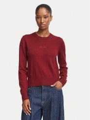 Guess Jeans Sweter W6BR01 Z1244 Bordowy Regular Fit. Czerwone swetry nierozpinane damskie Guess Jeans, xl, z aplikacjami, z jeansu, bez kołnierzyka, bez ramiączek. Za 349.99 zł.