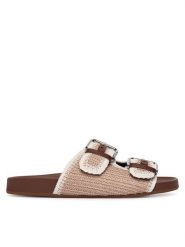 Weekend Max Mara Klapki 2615521055600 Beżowy. Brązowe klapki damskie Weekend Max Mara, bez wzorów, z materiału, bez obcasa, bez zapięcia. Za 1,259.00 zł.