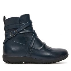 Botki Josef Seibel. Niebieskie botki damskie Josef Seibel, bez wzorów, bez obcasa, na płaskiej podeszwie, bez zapięcia. Za 419.99 zł.
