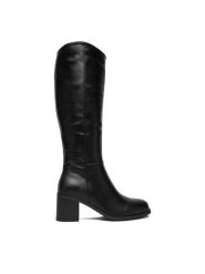 JENNY Kozaki CEO-TESSA WS22461-01 Czarny. Czarne kozaki damskie Jenny, bez wzorów, z materiału, bez obcasa, na słupku, bez zapięcia. Za 199.99 zł.