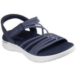 Sandały Skechers Go Walk Flex Sandal, Kobiety. Niebieskie sandały damskie Skechers, bez wzorów, bez obcasa, bez zapięcia. Za 290.00 zł.