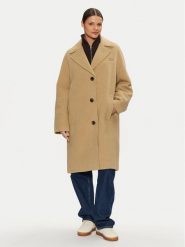 Tommy Jeans Płaszcz wełniany DW0DW20166 Beżowy Regular Fit. Brązowe płaszcze damskie Tommy Jeans, na zimę, s, bez wzorów, z jeansu, bez kołnierzyka, bez kaptura. Za 1,169.00 zł.