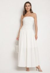 Biała Sukienka z Bawełny Typu Bodycon Filarose. Białe sukienki damskie Born2be, na co dzień, l, bez wzorów, z bawełny, eleganckie, bez kołnierzyka, bez ramiączek, maxi, bodycon. Za 169.99 zł.