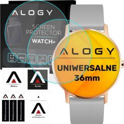 Alogy 2x Szkło Hartowane na smartwatch watch zegarek uniwersalne 36mm średnica ochronne Alogy Screen Protector Watch+. Brązowe zegarki smartwatch Alogy, bez wzorów. Za 24.73 zł.