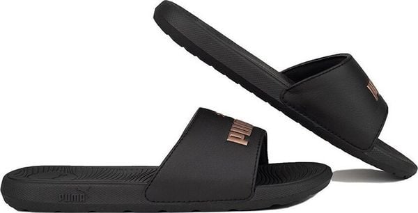 Puma Klapki damskie Puma Cool Cat 2.0 czarno-złote 389108 02 39. Czarne klapki damskie Puma, bez wzorów, sportowe, bez obcasa, bez zapięcia. Za 101.77 zł.