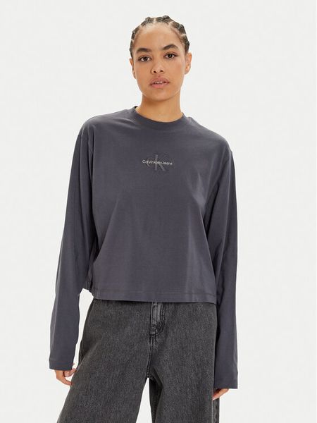 Calvin Klein Jeans Bluzka Monologo J20J224200 Szary Relaxed Fit. Szare bluzki damskie Calvin Klein Jeans, s, bez wzorów, z bawełny, bez kołnierzyka, bez ramiączek. Za 209.99 zł.