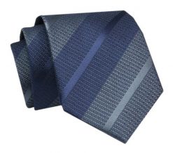 Krawat - ALTIES - Granatowe Paski. Niebieskie krawaty i muchy Alties, bez wzorów, z tkaniny, eleganckie. Za 49.00 zł.