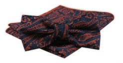 Męska Mucha z Poszetką w Zestawie - Alties - Miedziano-Granatowy Wzór. Niebieskie krawaty i muchy Alties, bez wzorów, eleganckie. Za 54.00 zł.