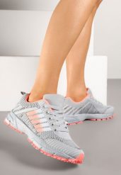 Jasnoszare Buty Sportowe Sznurowe z Paskami na Cholewce Jonevia. Szare obuwie sportowe damskie Renee, bez wzorów, bez zapięcia. Za 89.99 zł.