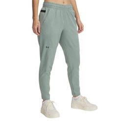 Spodnie Damskie Sportowe Szybkoschnące Under Armour. Zielone spodnie dresowe damskie Under Armour, bez wzorów, sportowe, długie, na fitness i siłownię. Za 299.99 zł.