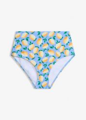 Figi bikini z wysokim stanem. Niebieskie bikini bonprix, bez wzorów. Za 67.99 zł.