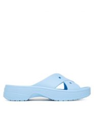 Crocs Klapki Classic Women's Cross Strap 210840 Niebieski. Niebieskie klapki damskie Crocs, bez wzorów, z tworzywa sztucznego, bez obcasa, bez zapięcia. Za 139.99 zł.