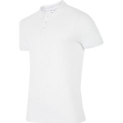 Koszulka polo męska TSM051Z - biały. Białe koszulki sportowe męskie 4F, m, bez wzorów, z bawełny, bez ramiączek. W wyprzedaży za 39.99 zł.