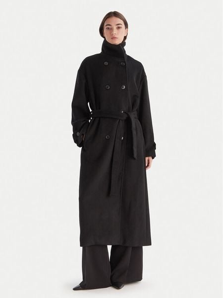 Bardot Płaszcz wełniany Enzo 60087JB Czarny Oversize. Czarne płaszcze damskie Bardot, na zimę, m, bez wzorów, z syntetyku, bez kołnierzyka, bez kaptura. Za 679.00 zł.