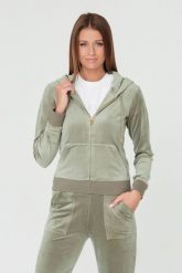 JUICY COUTURE Zielona bluza Robertson. Zielone bluzy damskie Juicy Couture, s, bez wzorów, z weluru, bez ramiączek, z kapturem. W wyprzedaży za 299.99 zł.