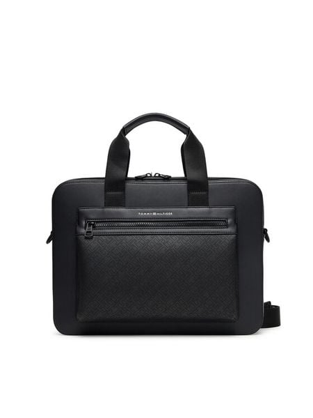 Tommy Hilfiger Torba na laptopa Th Monogram Computer Bag AM0AM13835 Czarny. Czarne torby na laptopa damskie Tommy Hilfiger, bez wzorów, ze skóry. Za 669.99 zł.