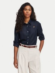 Beverly Hills Polo Club Koszula P-SS26W-SH0004 Granatowy Regular Fit. Niebieskie koszule damskie Beverly Hills Polo Club, xs, bez wzorów, ze lnu, bez kołnierzyka, bez ramiączek. Za 239.99 zł.