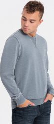 Ombre Washowana bluza męska z ozdobnym przeszyciem przy dekolcie - jasnoniebieska V3 OM-SSDS-0131 L. Niebieskie bluzy męskie Ombre, l, bez wzorów, bez ramiączek, bez kaptura. Za 149.99 zł.