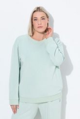 Damskie Sweter do yogi pudełkowy wycięcie stójka długi rękaw. Szare swetry nierozpinane damskie Ulla Popken, plus size, bez wzorów, z dżerseju, bez kołnierzyka, plus size, bez ramiączek. Za 201.99 zł.