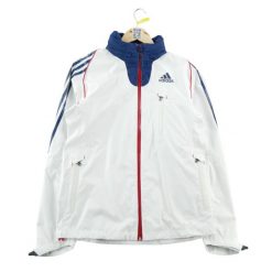 Kurtka przeciwdeszczowa męska 3-Stripes Performance. Białe kurtki sportowe męskie Adidas, l, bez wzorów, bez kaptura, trekkingowe. Za 146.96 zł.