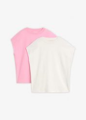 T-shirt z czystej bawełny organicznej (2 szt.). Czerwone t-shirty damskie bonprix, bez wzorów, z bawełny, bez kołnierzyka, bez ramiączek. Za 99.98 zł.