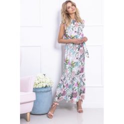 Sukienka maxi w kwiaty fb713. Białe sukienki damskie Fobya, na co dzień, na lato, m, bez wzorów, bez kołnierzyka, bez ramiączek, maxi, proste. W wyprzedaży za 119.00 zł.
