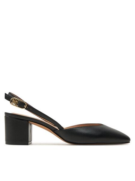 Tommy Hilfiger Czółenka Pump Slingback Smooth Leather FW0FW08621 Czarny. Czarne czółenka damskie Tommy Hilfiger, bez wzorów, ze skóry, bez obcasa, bez zapięcia. Za 469.99 zł.