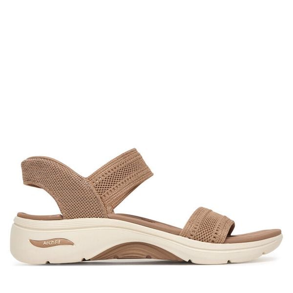 Sandały Skechers. Brązowe sandały damskie Skechers, bez wzorów, bez obcasa, na płaskiej podeszwie, bez zapięcia. Za 323.99 zł.