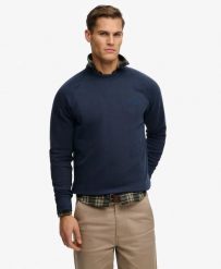 Superdry Bluza crew z raglanowymi rękawami Loose Fit – CLASSIC NAVY. Niebieskie bluzy damskie Superdry, l, bez wzorów, z bawełny, bez ramiączek, bez kaptura. Za 261.80 zł.