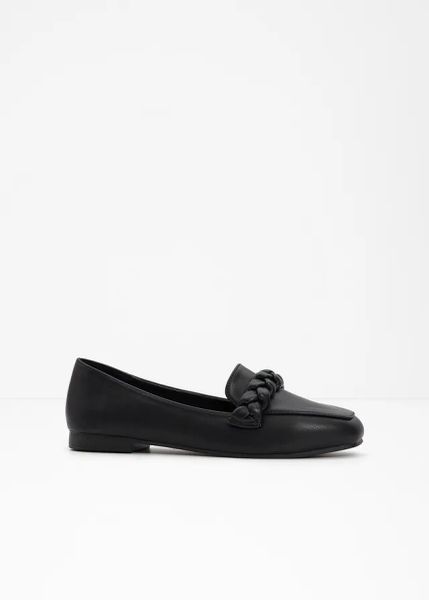 Półbuty wsuwane loafer. Czarne balerinki damskie bonprix, bez wzorów, eleganckie, bez obcasa, bez zapięcia. Za 109.99 zł.