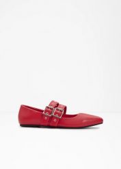 Baleriny Mary Janes z wyściełaną wkładką. Czerwone balerinki damskie bonprix, bez wzorów, bez obcasa, bez zapięcia. Za 54.99 zł.