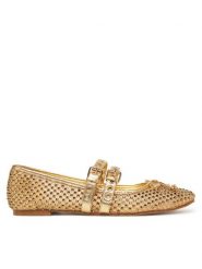 Guess Baleriny FLJKNN FAB02 Złoty. Żółte balerinki damskie Guess, z aplikacjami, z materiału, bez obcasa, bez zapięcia. Za 339.99 zł.