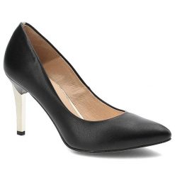 Czarne Czółenka Damiss Eleganckie Buty Damskie Na Szpilce. Czarne czółenka damskie DAMISS, bez wzorów, ze skóry, biznesowe, bez obcasa, na obcasie, bez zapięcia. Za 309.00 zł.