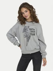 ONLY Bluza Runa 15313683 Szary Regular Fit. Szare bluzy damskie ONLY, m, bez wzorów, z bawełny, bez ramiączek, bez kaptura. Za 59.99 zł.