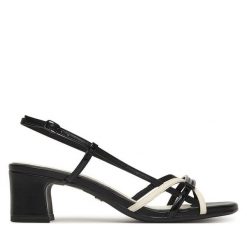 Sandały Tamaris. Czarne sandały damskie Tamaris, bez wzorów, bez obcasa, na słupku, bez zapięcia. Za 269.99 zł.