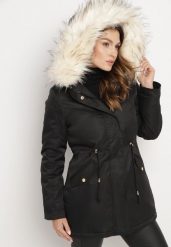 Czarno-Beżowa Kurtka Parka z Futerkowym Odpinanym Zdobieniem przy Kapturze Inellae. Czarne kurtki damskie Born2be, l, z aplikacjami, z dzianiny, bez kaptura. Za 269.99 zł.