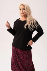 Czarna dresowa bluzka Karina - wygoda i moda na co dzień PLUS SIZE XXL. Czarne bluzki damskie Moda Size Plus Iwanek, l, bez wzorów, z bawełny, eleganckie, bez kołnierzyka, plus size, bez ramiączek. Za 169.90 zł.